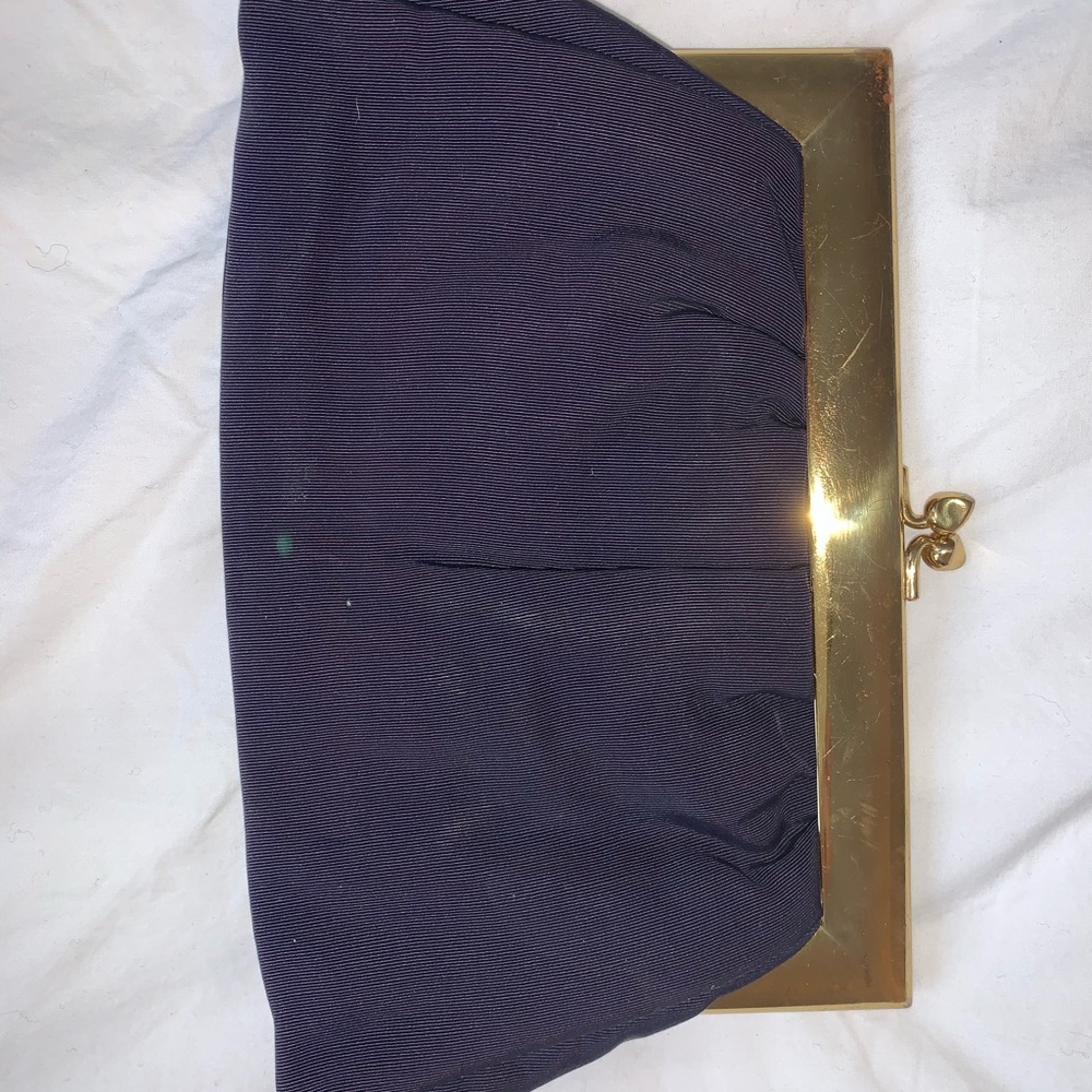 Navy and gold vintage clutch